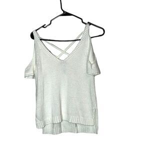 ECOTE KNIT OPEN SHOULDER SHORT SLEEVE XS SWEATER